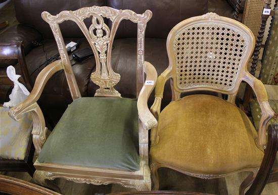 Chippendale style chair & Louis XV  style chair